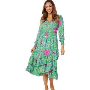 Lilly Pulitzer Green Floral Long Sleeve Dress - Size 2